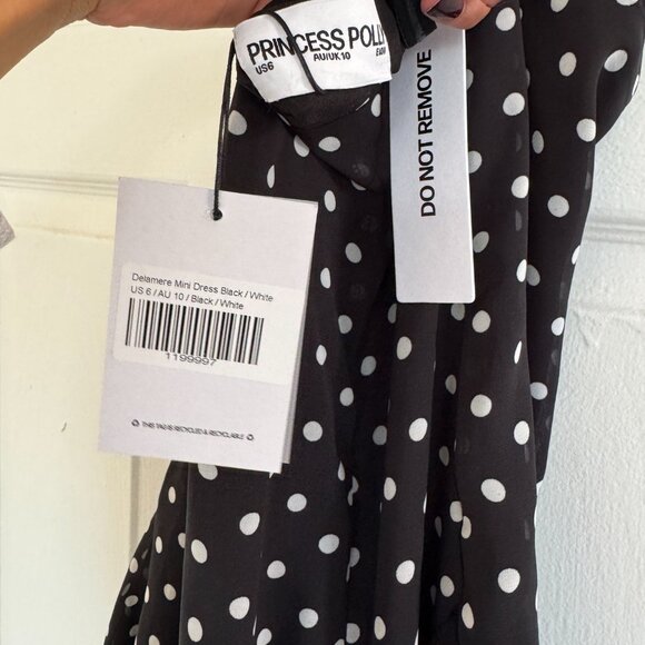 *NWT* Princess Polly Delamere Mini Dress - Black & White Polka Dot - Picture 5 of 5